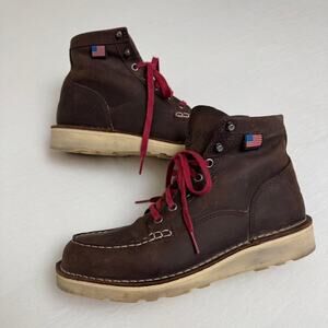 Danner Bull Run Moc Toe 6" Brown Leather Lace Up Boots Style 15575 Size US 8